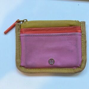 Lululemon True identity Card Case Zipper Wallet pink yellow orange
